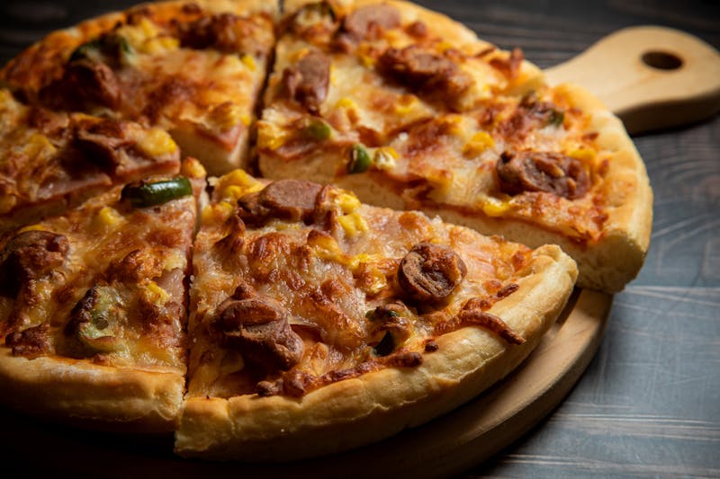 Classic cheese pizza with thick Detroit-style crust from Via 313